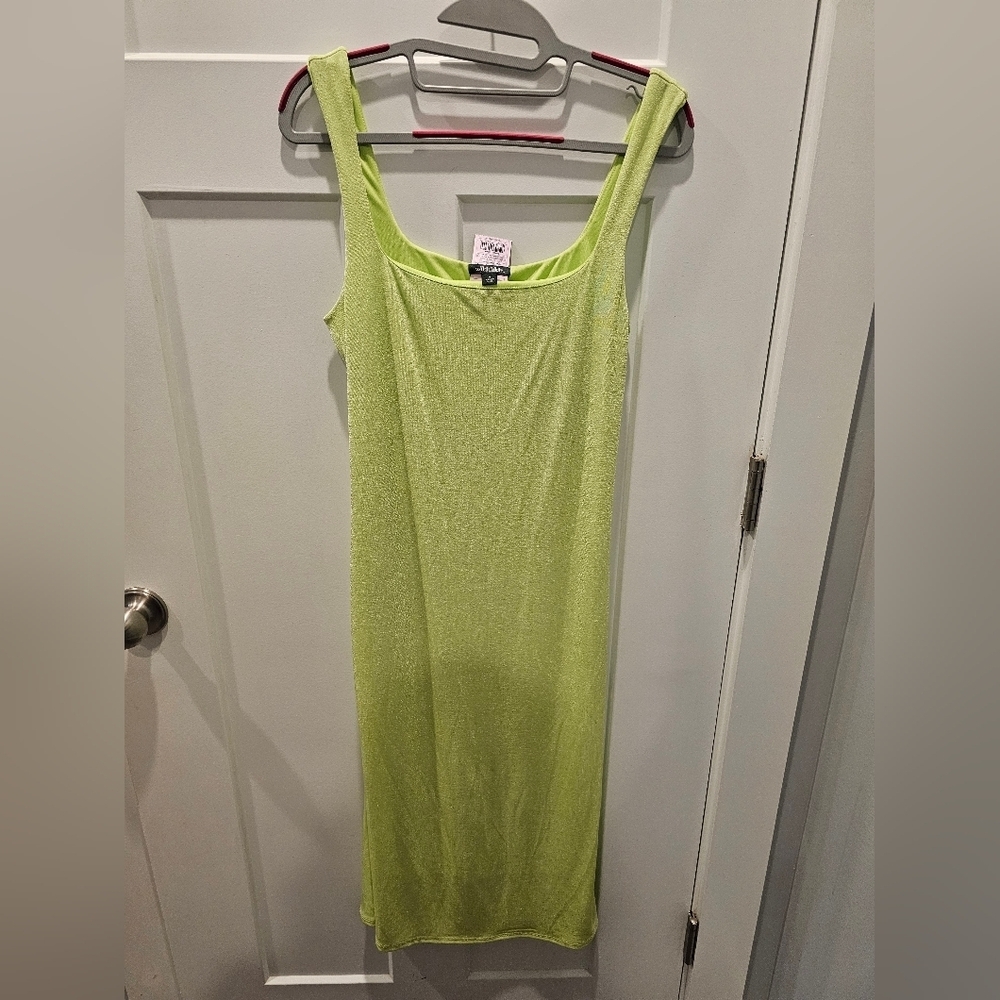 Wild Fable Lime Green Slip Dress M NWT Bodycon Recycled Fabric Y2K Vibe
